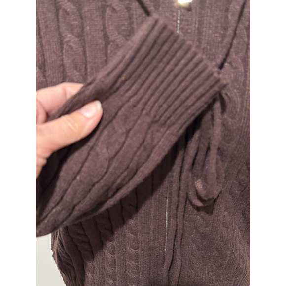 Women's FOREVER 21 Brown Cable Knit Zip-Up Hoodie sweater M - Picture 3 of 10